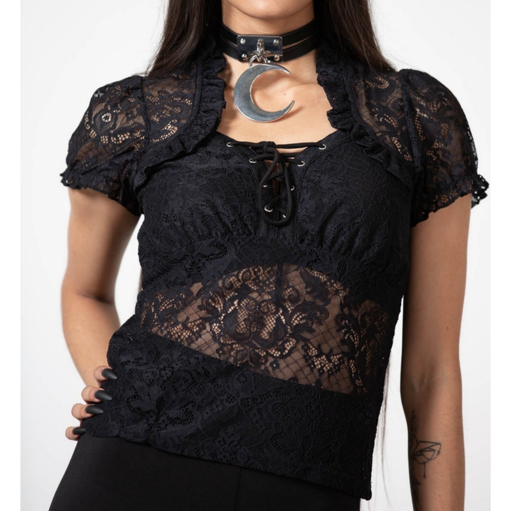 Killstar Mystic Lace Keyhole Top - Picture 3 of 7